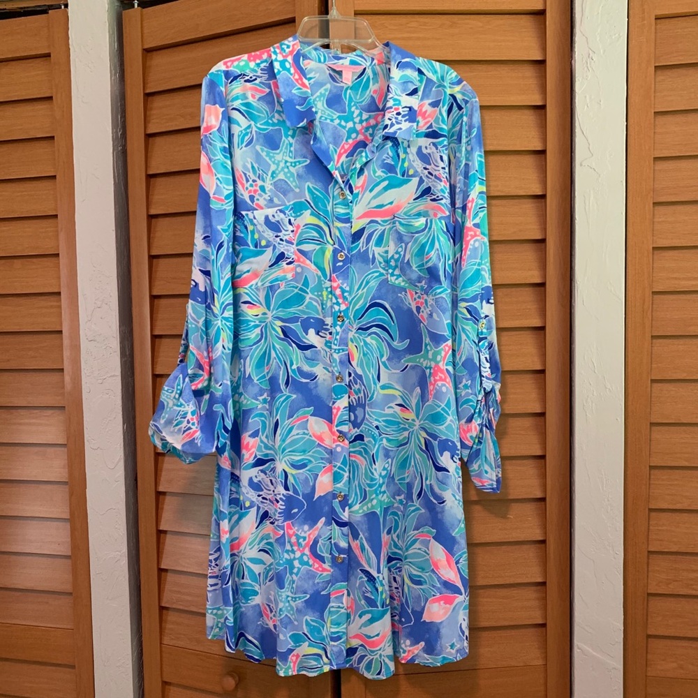 Lilly Pulitzer Collared Shirt Dress Coverup